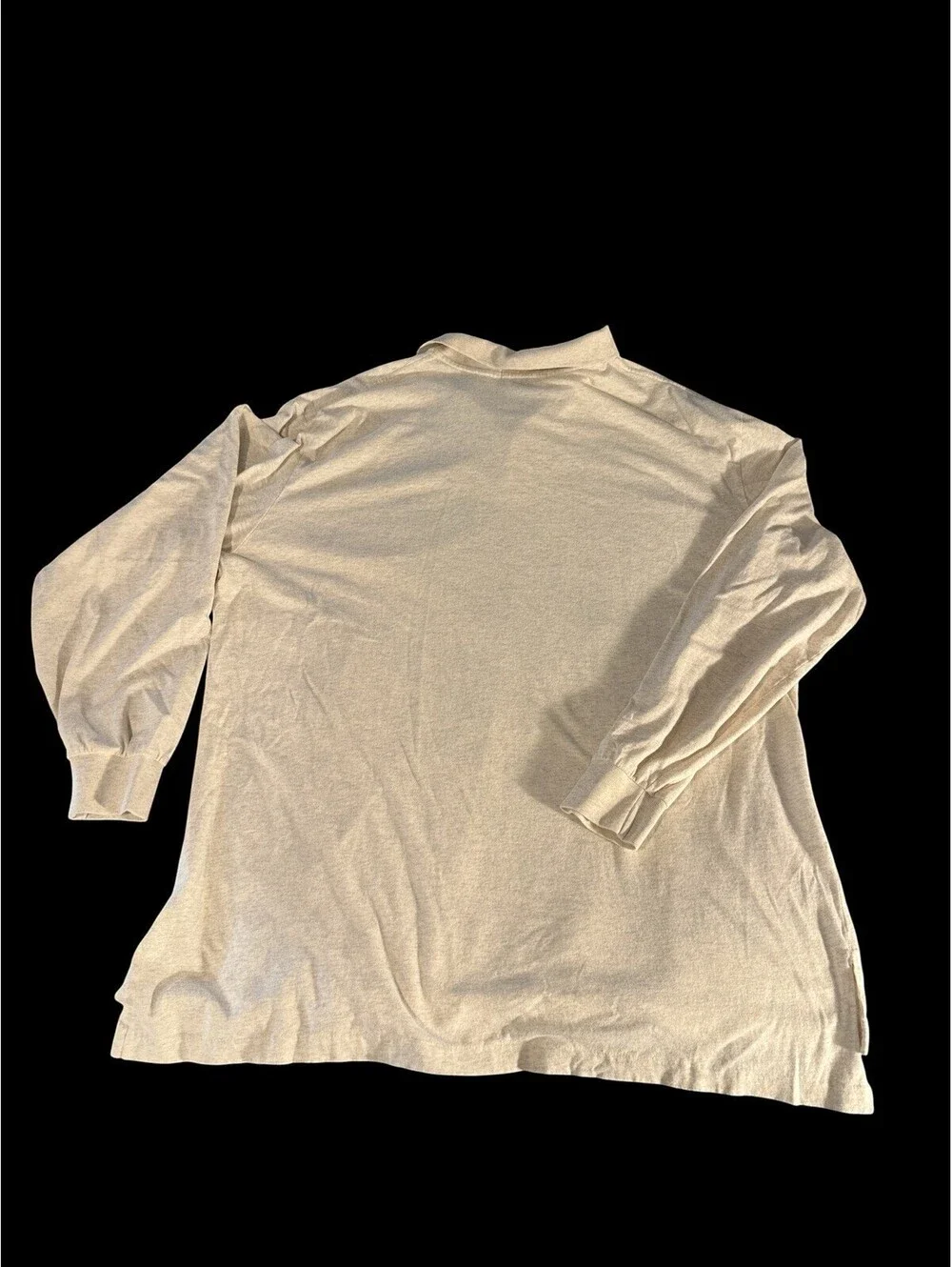 Polo by Ralph Lauren Men's 2XL Beige Solid Cotton L/S Polo Embroidered Logo